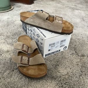 taupe leather birkenstock